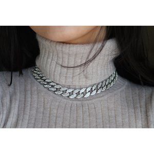 Iced Out Diamond CZ Miami Cuban Link Chain, 15mm Cuban Link Choker